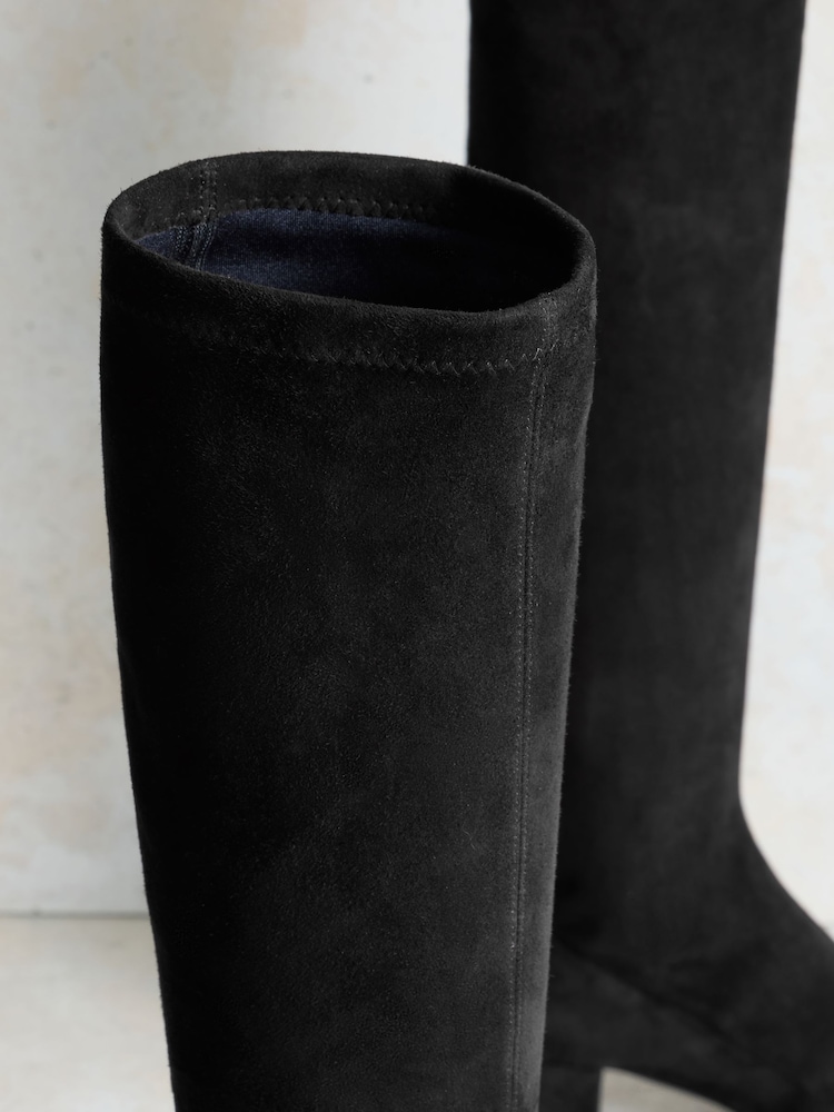 Russell & Bromley Black Suede Carrie Knee High Block Heel Sock Boots - Image 6 of 6 Russell & Bromley Black Suede Carrie Knee High Block Heel Sock Boots - Image 6 of 6