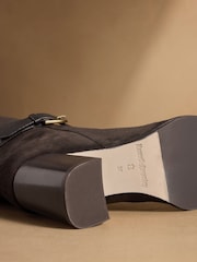 Russell & Bromley Brown Suede Moore Knee High Block Heel Boots - Image 12 of 14