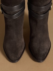 Russell & Bromley Brown Suede Moore Knee High Block Heel Boots - Image 14 of 14