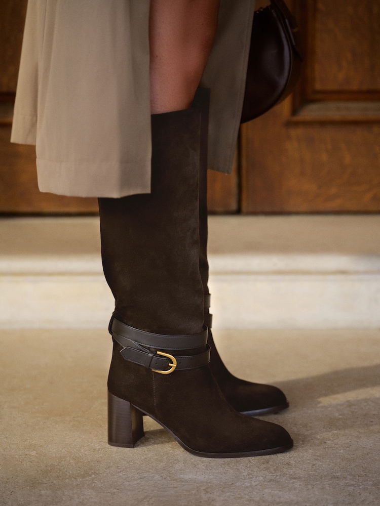 Russell & Bromley Brown Suede Moore Knee High Block Heel Boots - Image 2 of 14 Russell & Bromley Brown Suede Moore Knee High Block Heel Boots - Image 2 of 14