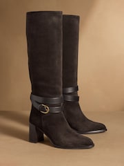 Russell & Bromley Brown Suede Moore Knee High Block Heel Boots - Image 8 of 14