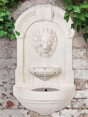 Premier Decorations Ltd Cream Garden Solar Powered Lion Head Water Feature - Image 1 of 4