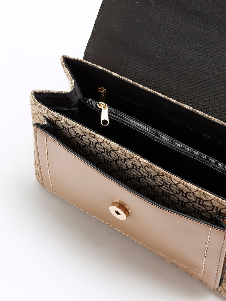 River Island Brown Monogram Chain Shoulder Bag - Image 6 of 6