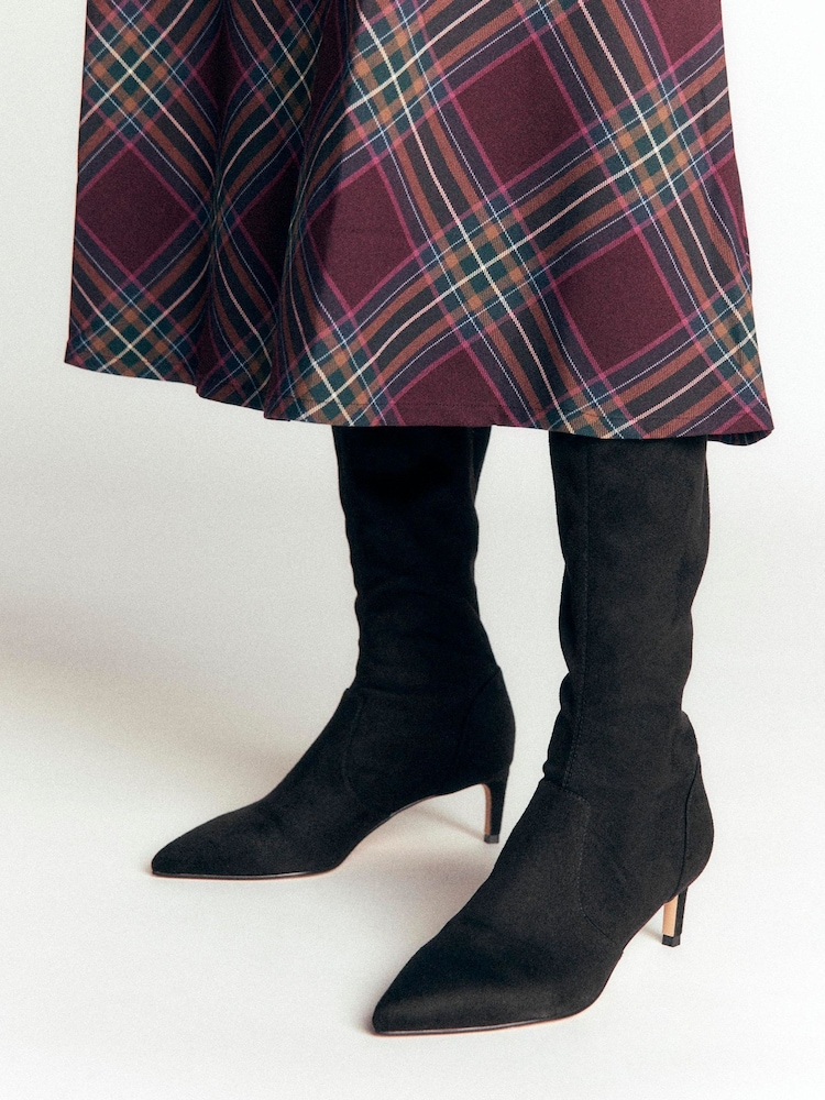 Boden Black Stretch Kitten Heel Boots - Image 1 of 4