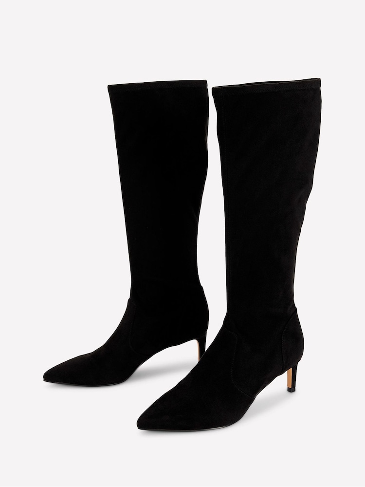 Boden Black Stretch Kitten Heel Boots - Image 2 of 4
