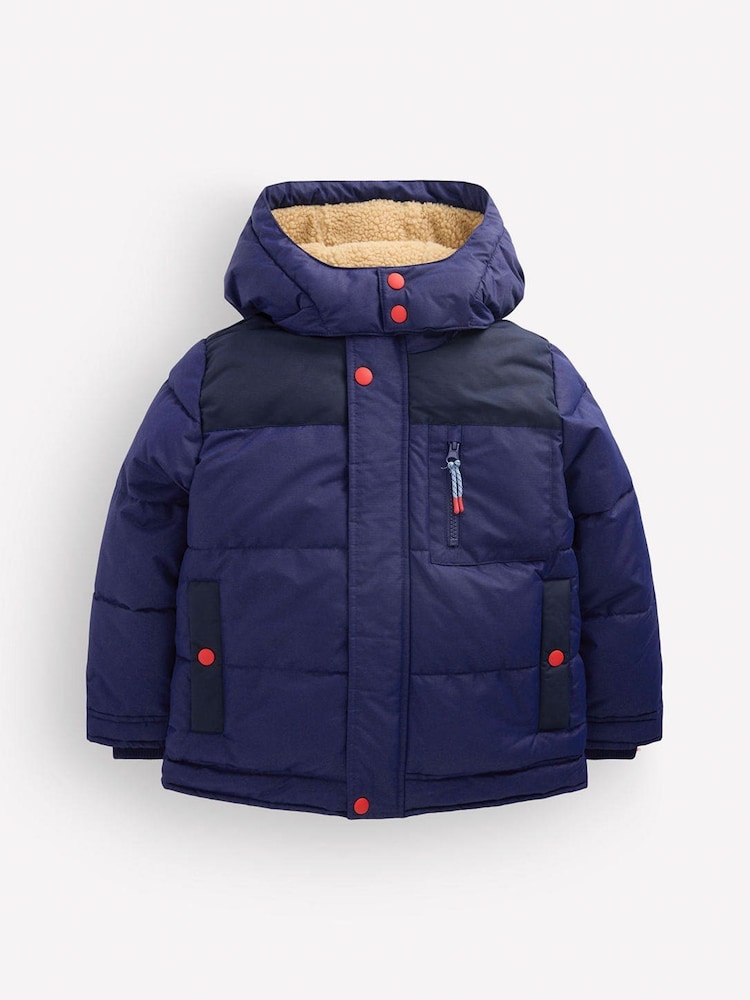 Boden Blue Borg Lined Puffer Coat - Image 1 of 5