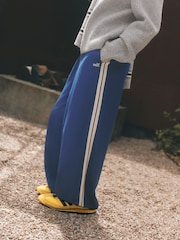 self. Cobalt Blue Wide Leg Viscose Blend Track Trousers With Side Stripe - Image 3 of 6