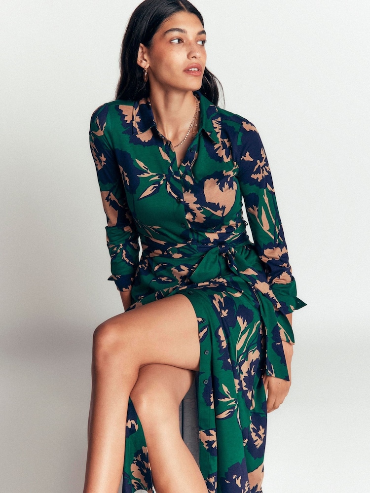 Boden Green Marcia Jersey Shirt Dress - Image 1 of 7 Boden Green Marcia Jersey Shirt Dress - Image 1 of 7
