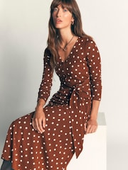 Boden Brown Tie Waist Ponte Dress - Image 5 of 6