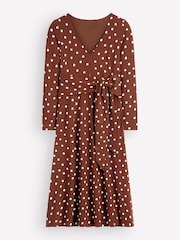 Boden Brown Tie Waist Ponte Dress - Image 6 of 6