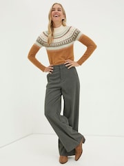 FatFace Grey Presley Mini Check Trousers - Image 4 of 6