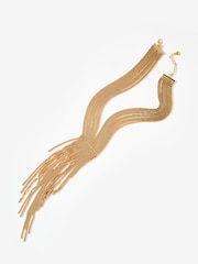 Mint Velvet Gold Statement Fringe Drop Necklace - Image 4 of 7