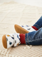 White Dino Print Wide Fit (G) Crawler Shoes - Image 1 of 4