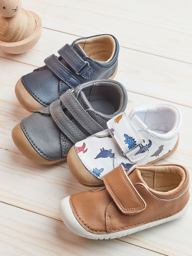 White Dino Print Wide Fit (G) Crawler Shoes - Image 2 of 4