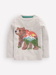 Gri - Boden Long-Sleeve Superstitch T-Shirt - Imaginea 1 din 3