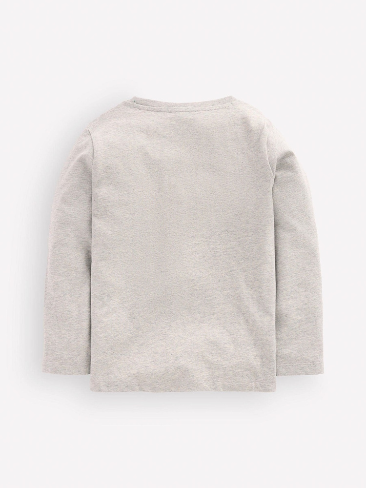 Gri - Boden Long-Sleeve Superstitch T-Shirt - Imaginea 2 din 3