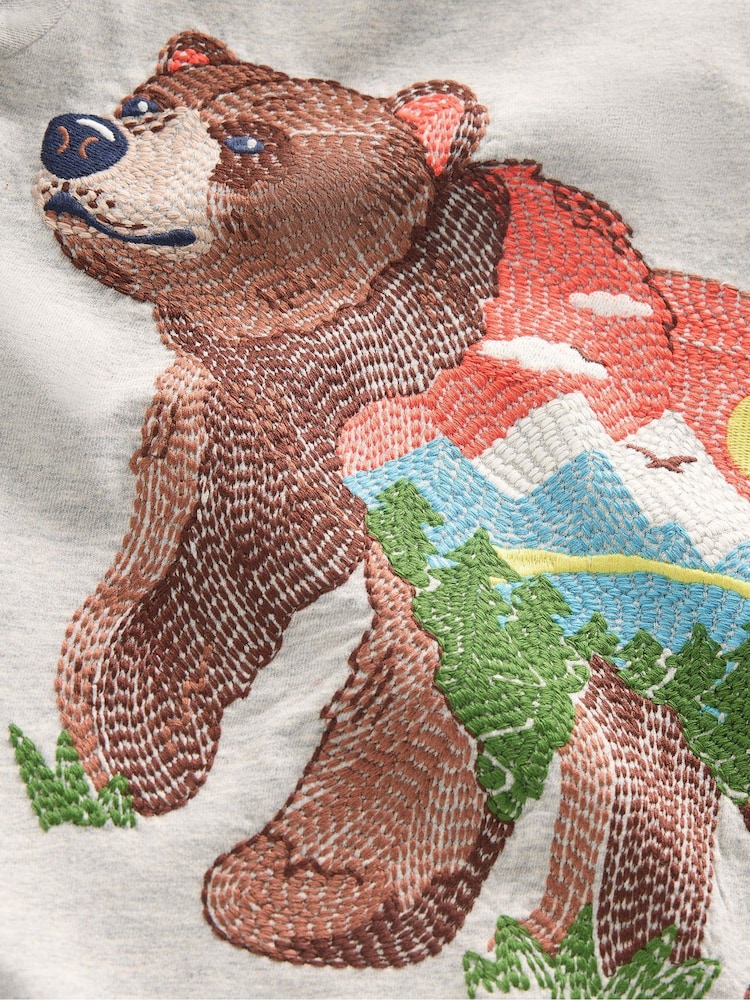 Gri - Boden Long-Sleeve Superstitch T-Shirt - Imaginea 3 din 3