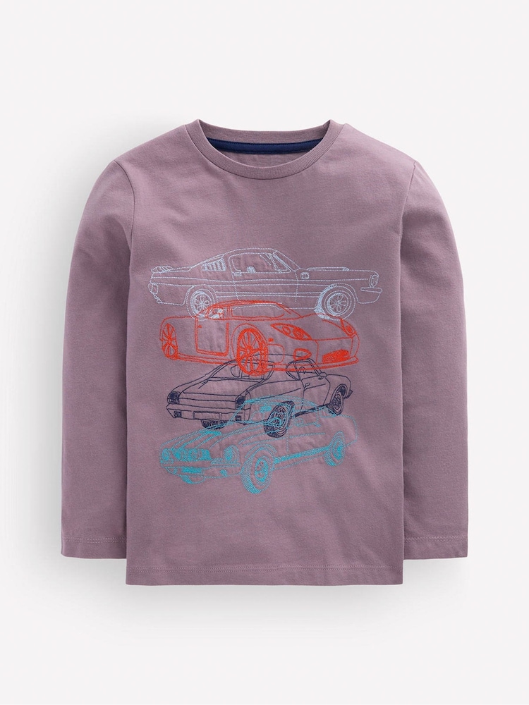 Boden Purple Linear Stitch T-Shirt - Image 1 of 3 Boden Purple Linear Stitch T-Shirt - Image 1 of 3
