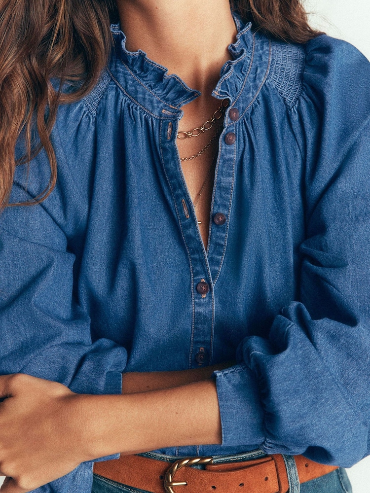 Asul na Denim - Boden Erica Frill Top - Larawan 2 ng 4