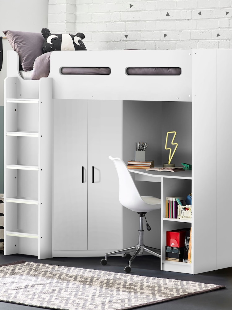 Julian Bowen All White Hercules High Sleeper Storage Bed - Image 1 of 3