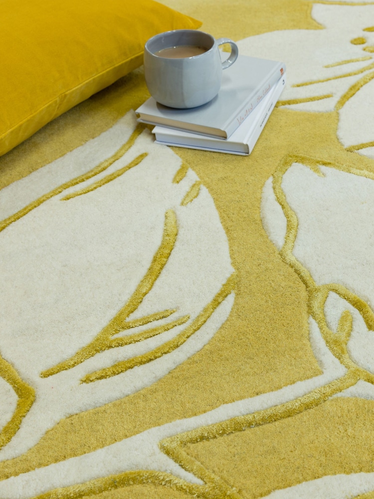Asiatic Rugs Yellow Matrix Floral Wool Rich Rug - Image 1 of 4