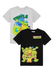 Vanilla Underground Grey/Black Boys Multi Teenage Mutant Ninja Turtles 100% Cotton T-Shirts 2 Pack - Image 1 of 5