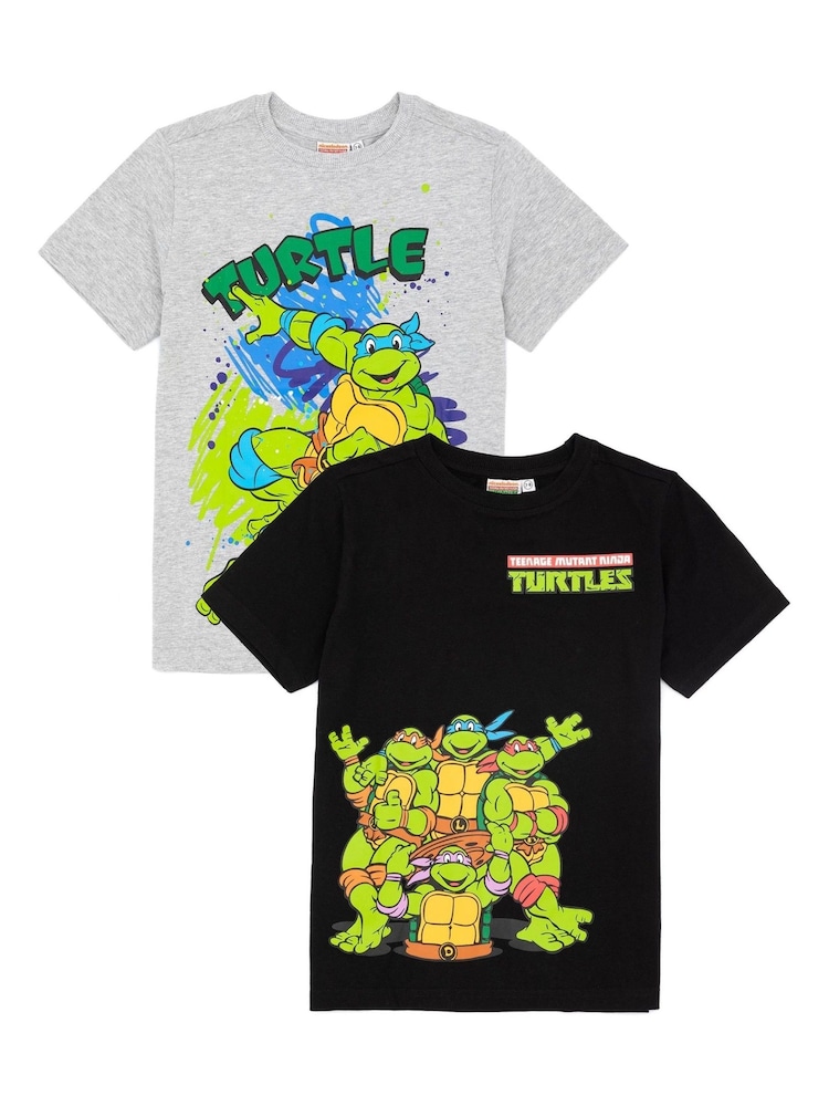 Vanilla Underground Grey/Black Boys Multi Teenage Mutant Ninja Turtles 100% Cotton T-Shirts 2 Pack - Image 1 of 5