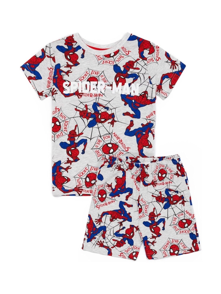 Vanilla Underground Grey Spiderman Vanilla Underground Boys Grey Licensing Short Pyjamas - Image 1 of 5