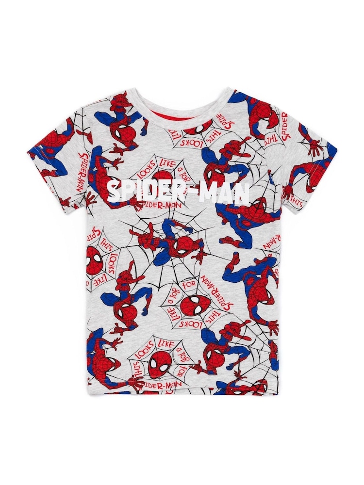 Vanilla Underground Grey Spiderman Vanilla Underground Boys Grey Licensing Short Pyjamas - Image 2 of 5