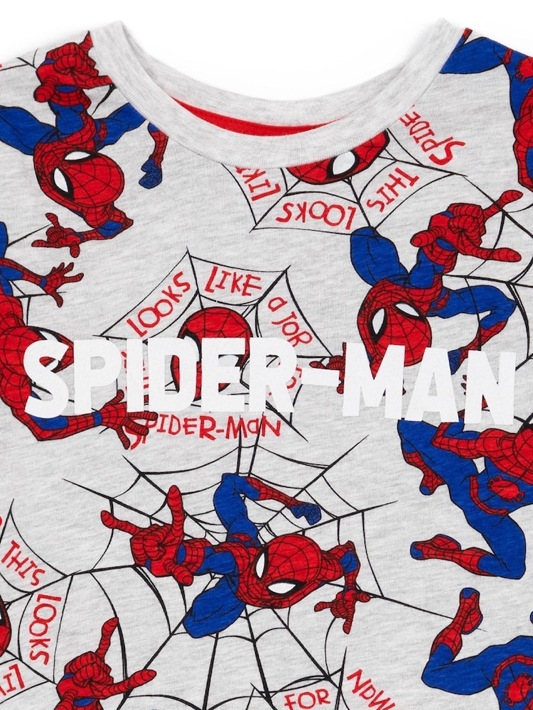 Vanilla Underground Grey Spiderman Vanilla Underground Boys Grey Licensing Short Pyjamas - Image 5 of 5