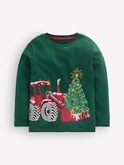 Verde - Boden Long-Sleeve Superstitch T-Shirt - Imaginea 1 din 3