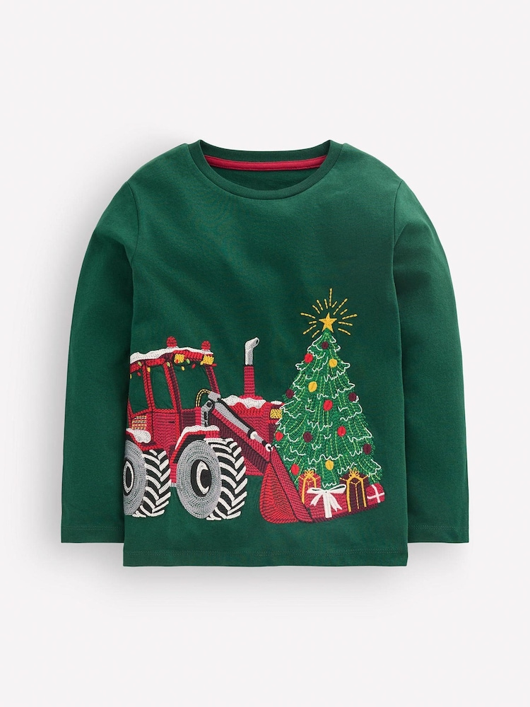 Verde - Boden Long-Sleeve Superstitch T-Shirt - Imaginea 1 din 3