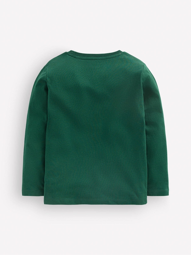 Verde - Boden Long-Sleeve Superstitch T-Shirt - Imaginea 2 din 3