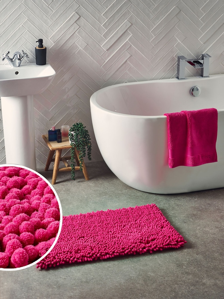 Hot Pink Super Plush Bath Bobble Mat - Image 1 of 5