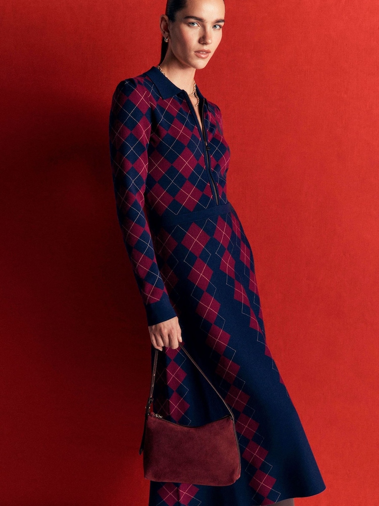 Boden Blue Fiona Zip Front Knitted Dress - Image 1 of 5