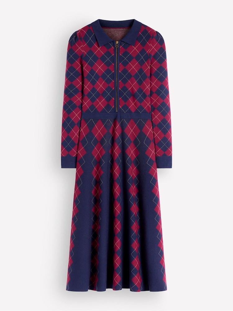 Boden Blue Fiona Zip Front Knitted Dress - Image 5 of 5