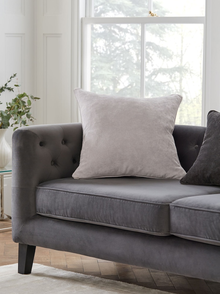 Silver Grey 59 x 59cm Soft Velour Cushion - Image 2 of 7