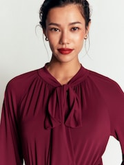 Boden Red Pussybow Jersey Maxi Dress - Image 2 of 5