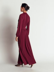 Boden Red Pussybow Jersey Maxi Dress - Image 3 of 5