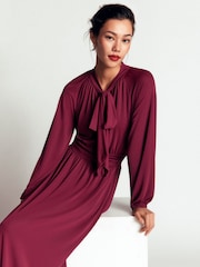 Boden Red Pussybow Jersey Maxi Dress - Image 4 of 5