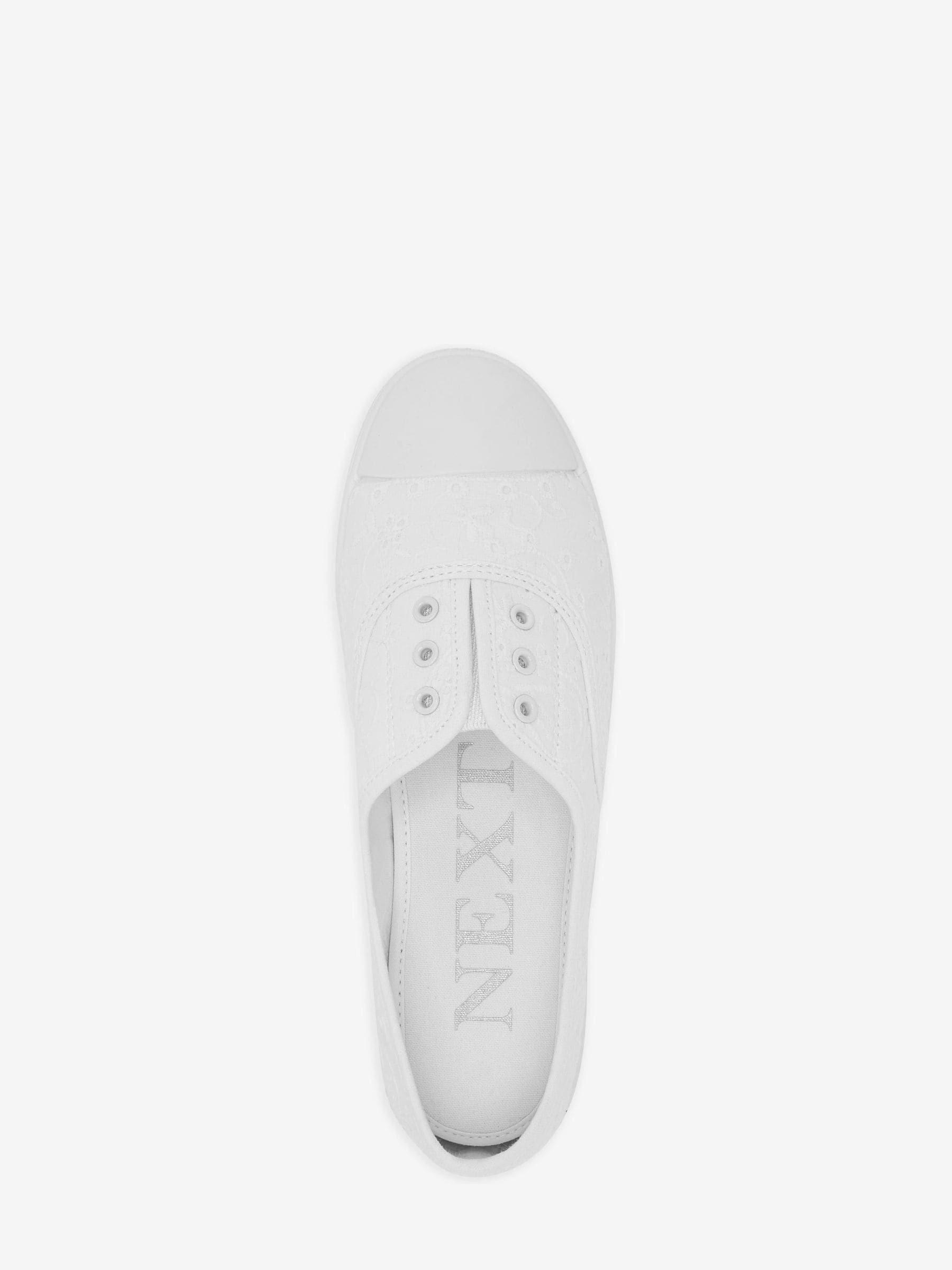 Buy White Slip On Slip On Embroidered laceless Canvas Trainers from Next Luxembourg