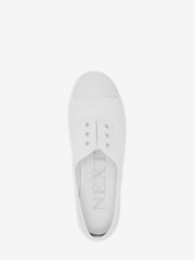 Белый - Slip-On Embroidered laceless Canvas Trainers - Image 4 of 5