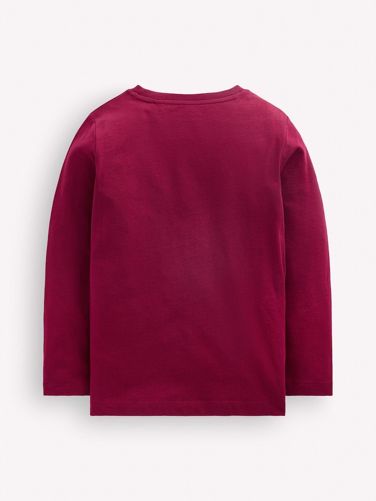 Boden Red Train Long Sleeve Printed T-Shirt - Image 2 of 3