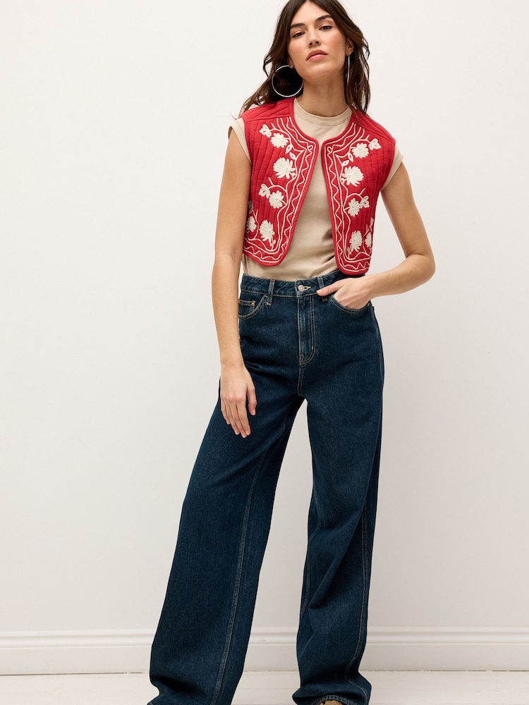 Denim/Dunkelblau - Legere Jeans mit weitem Bein - Bild 1 von 6