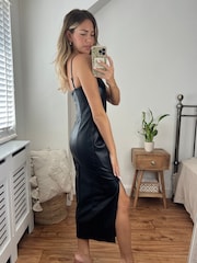 Style Cheat Black Colette PU Bandeau Midi Dress - Image 2 of 4