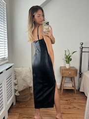 Style Cheat Black Colette PU Bandeau Midi Dress - Image 3 of 4