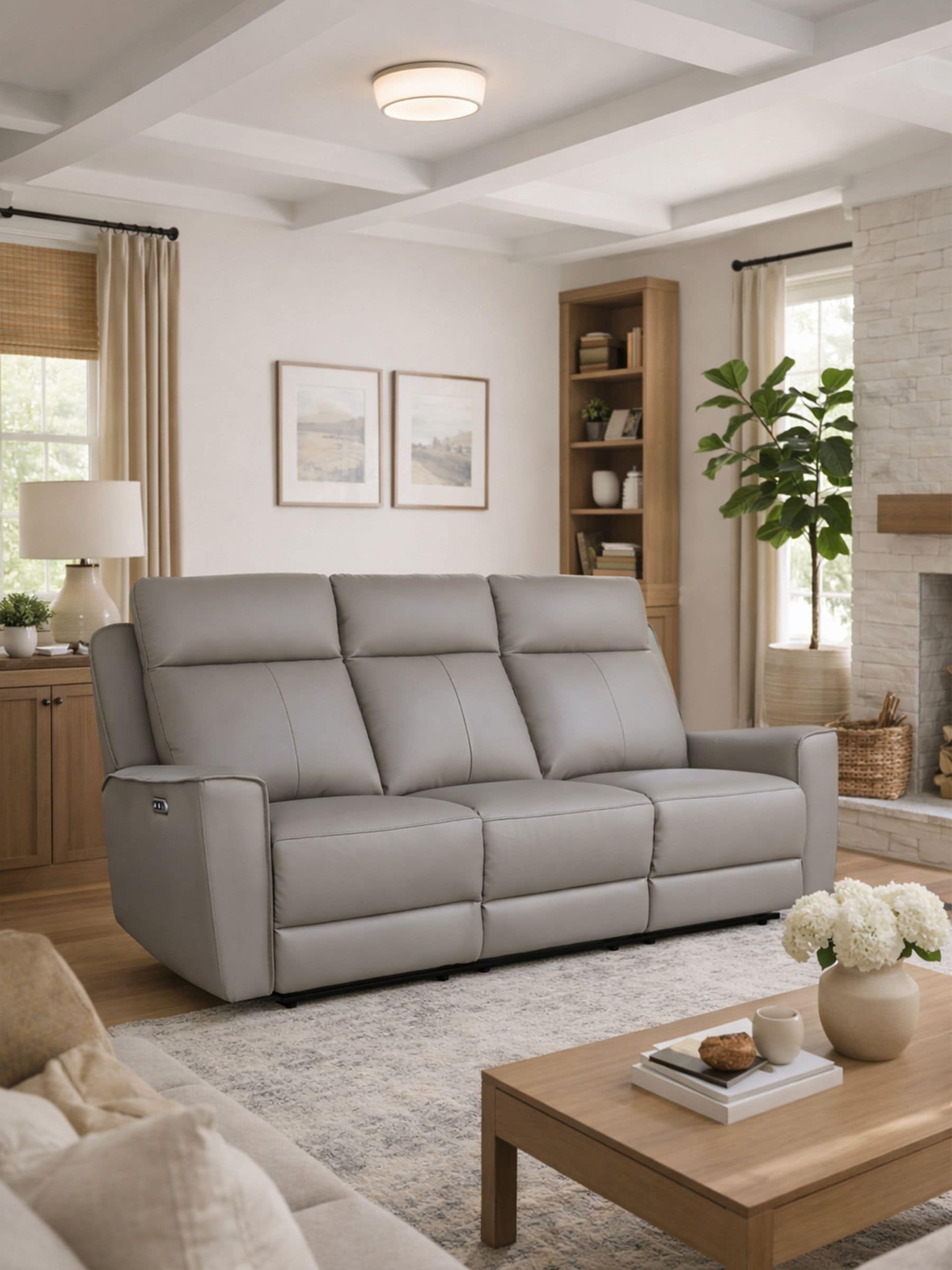 Aspire Elmhurst 3 Seater Power Recliner Sofa Grey - Image 4
