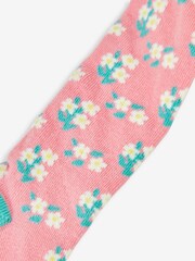 JoJo Maman Bébé Pink Cotton Rich Pretty Floral Tights - Image 2 of 2
