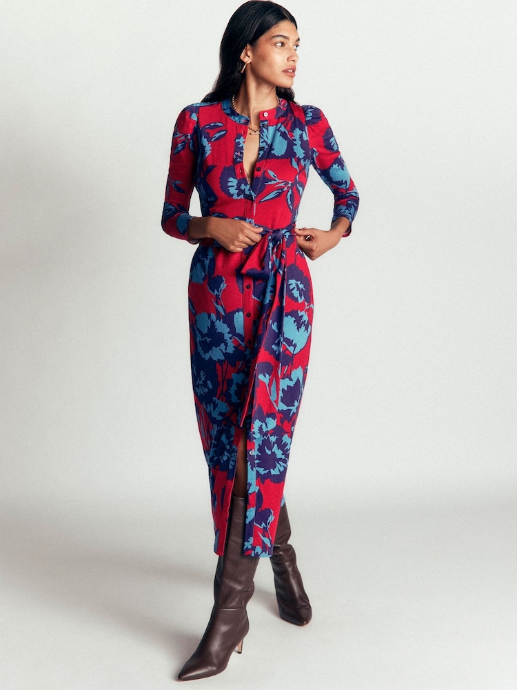Boden Red Honor Column Jersey Midi Dress - Image 1 of 5 Boden Red Honor Column Jersey Midi Dress - Image 1 of 5