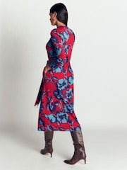 Boden Red Honor Column Jersey Midi Dress - Image 2 of 5